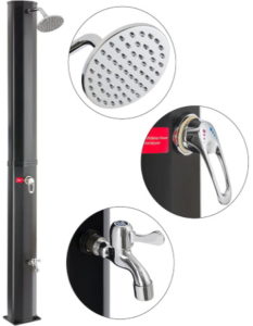 Thotvend Douche Solaire Extérieur 40 Litres - Eau Chaude Jusqu'à 60°C, Pommeau Pluie Rotatif 360° Et Robinet Pied, Sans Électricité, Idéale Piscine Camping Jardin