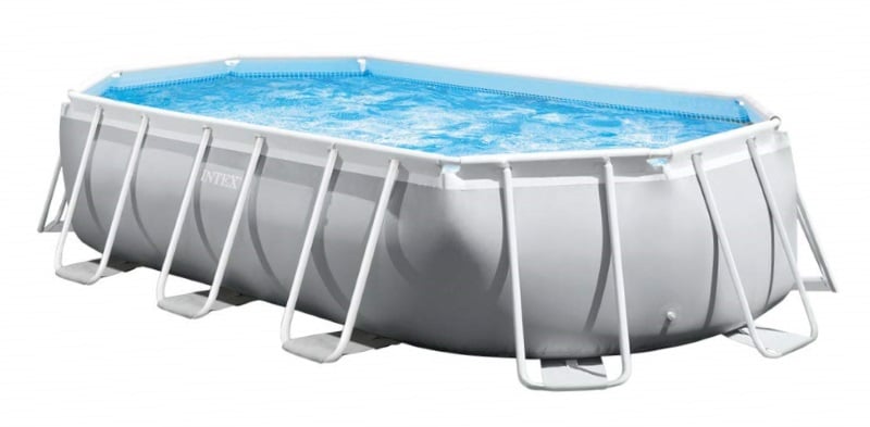 Piscine tubulaire rectangulaire anthracite avec pompe filtrante à cartouche  - L396 x l213 x H122 cm - BANTAYAN