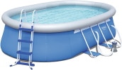 Grande piscine autoportée gonflable de forme ovale, idéal pour sa famille, adultes et enfants, couleur bleu BESTWAY, avec pompe filtration et échelle sécurité top5