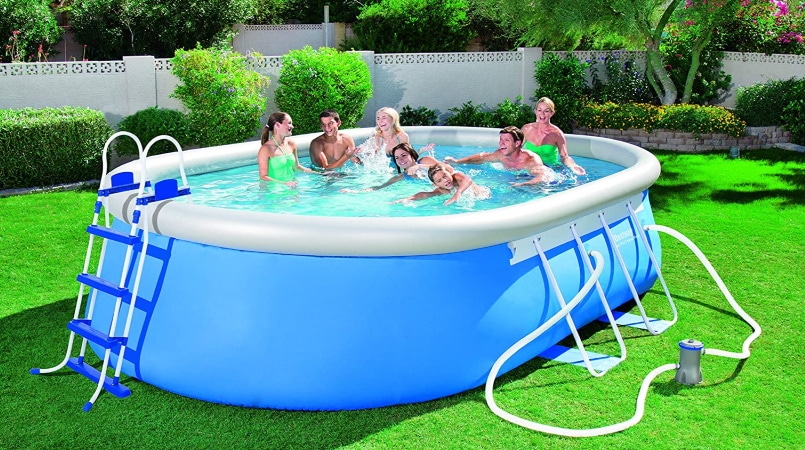 Piscine gonflable ovale pour grande famille, enfants et adultes, avec échelle de sécurité et pompe de filtration eau BESTWAY top5